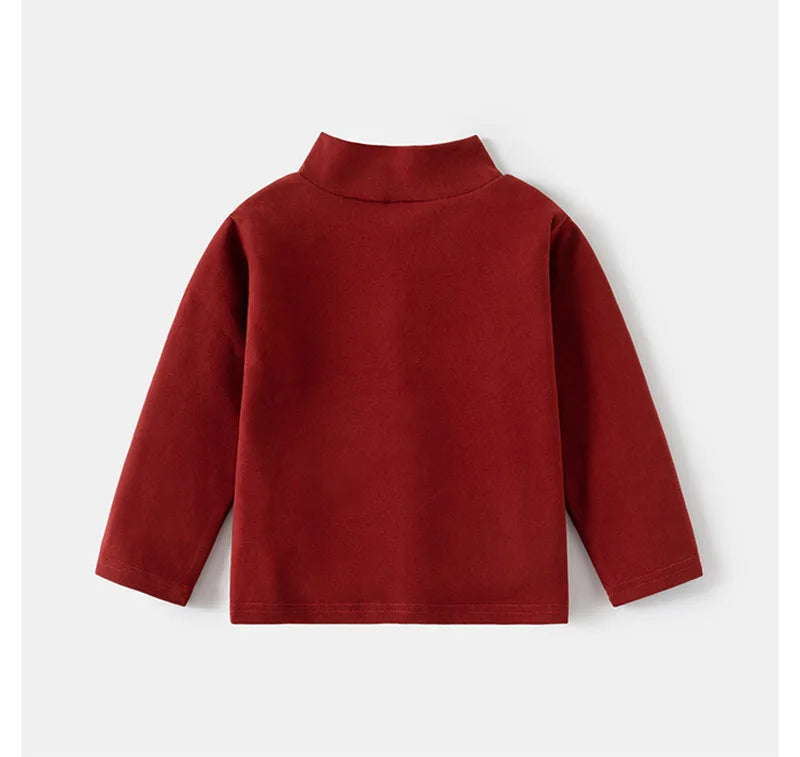 New Autumn Kids Bottoming Shirt 2-6T Children Solid Colour High Collar Undershirts Girls Boys Tops Unisex