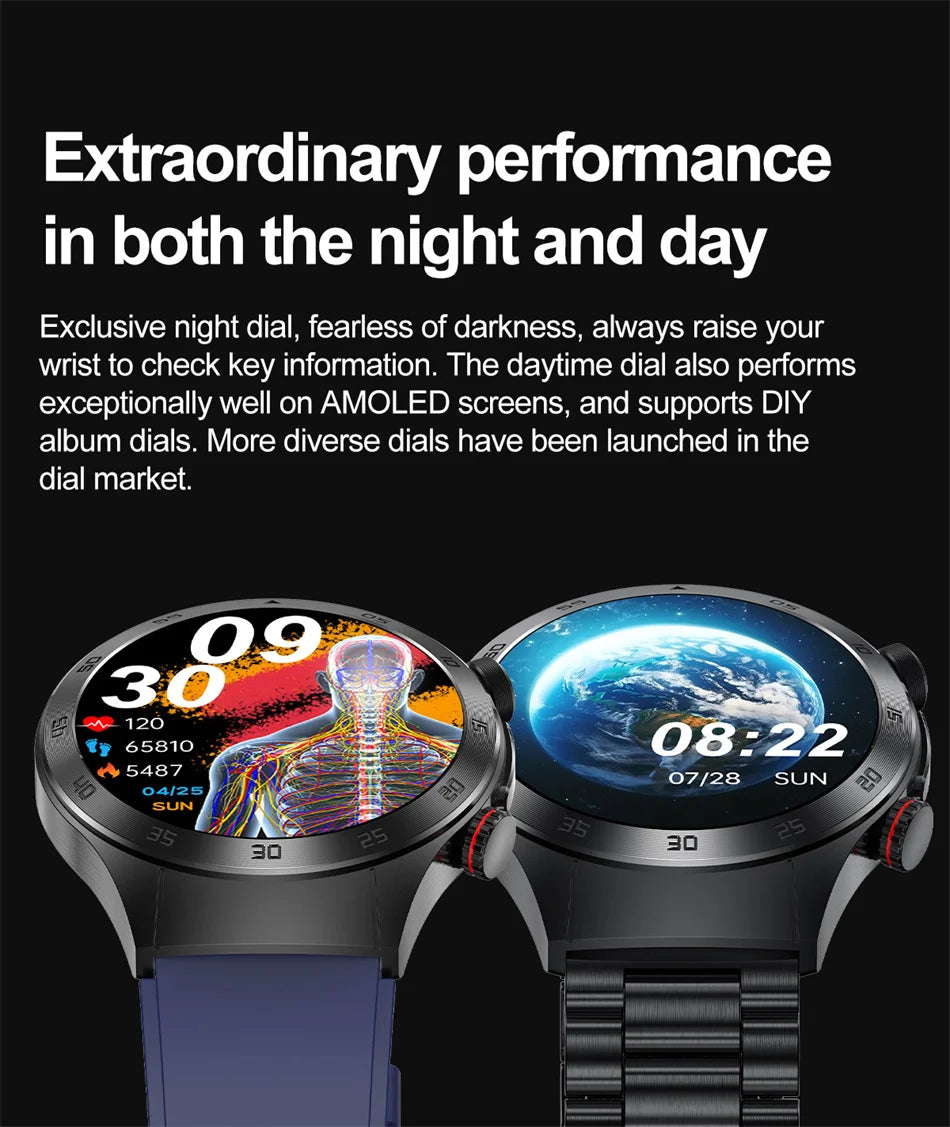 2025 New Smart Watch ECG+PPG Laser Treatment Blood Lipid Heart Rate Blood Pressure Health Sport Smartwatch For Men - Compatible with Huawei & Xiaomi IOS