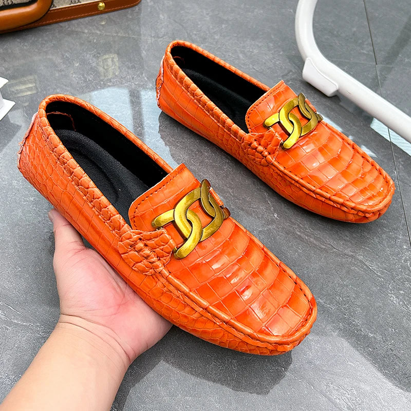 New Luxury Orange Casual Moccasins Shoes for Men Plus Size 38-48 Male Business Formal Dress Loafers England Gentleman Shoes