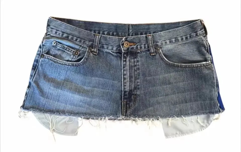 High-Waisted Y2K Mini Skirt for Women Denim Short Skirt with Applique Print Gothic Street Hip-Hop Harajuku Vintage Sexy Loose Casual Skirt