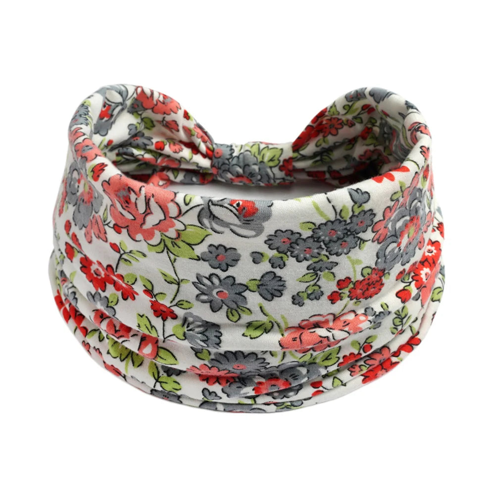 Bohol Headbands Women Wide Knotted Hairbands Elastic Turban Head Bands Non-Slip Floral Yoga Sports Sweatbands Workout Head Wraps