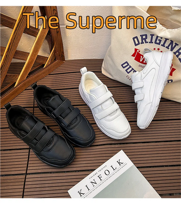 Studentensneakers Unisex Witte Schoenen Magic Buckles Lichtgewicht Koppelsschoenen voor Sport School Dans Hardlopen