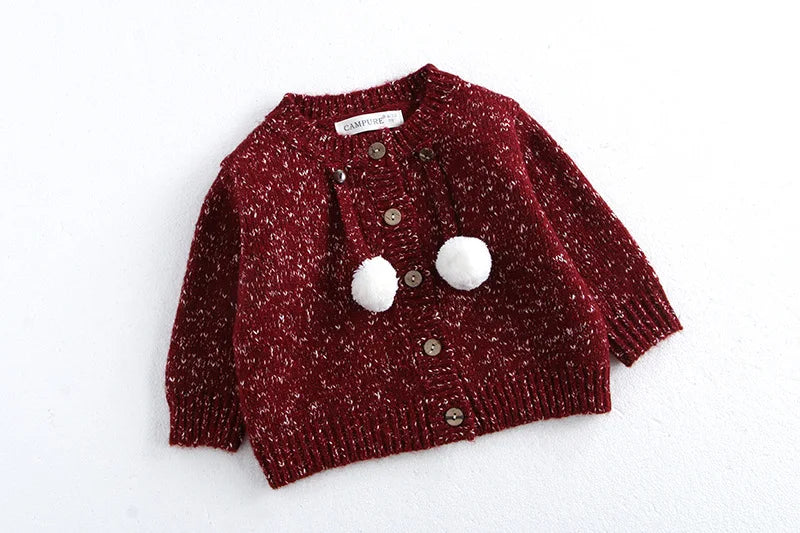 New Year Fashion Knitwear Children's Sweater Boys Loose Cardigans Coat Autumn Winter Girls Knitted Retro Outwear For Kids 0-5Y Unisex