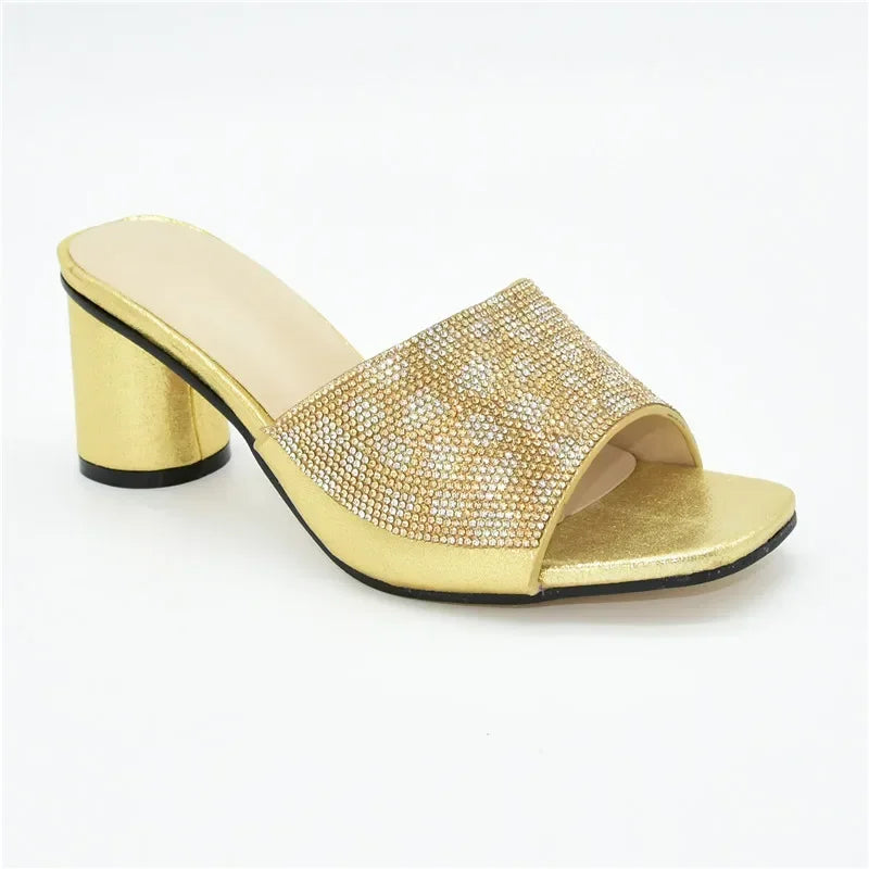 Wedding T. Blue Colour Nigerian Shoe Italian High Heels Autumn Slipper for Wedding Elegant Crystal Women Pumps