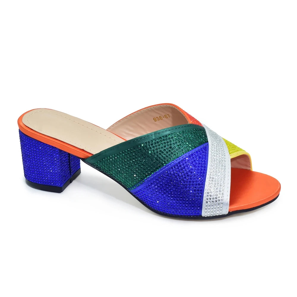 African Women Wedding Shoes Bride Shoes Luxury Elegant Low Heels Rhinestone Lady Slippers Sandals Nigerian Pumps