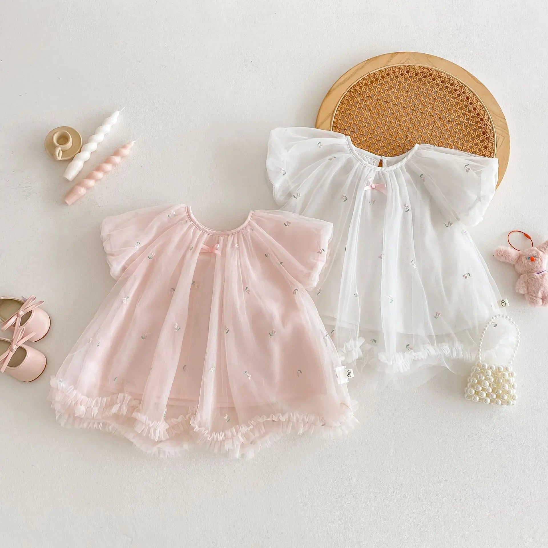 2025 Summer Girls' Clothing Baby Children's Exquisitely Embroidered Tulle Princess Dresses Kids Birthday Dress 0-5Y Girls