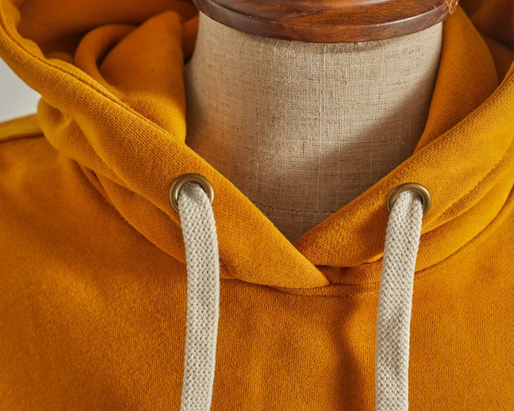 Autumn Winter American Retro Hooded Kangaroo Pocket Sweatershirts Men's Fashion Loose Casual Heavyweight Velvet Pullover Hoodies