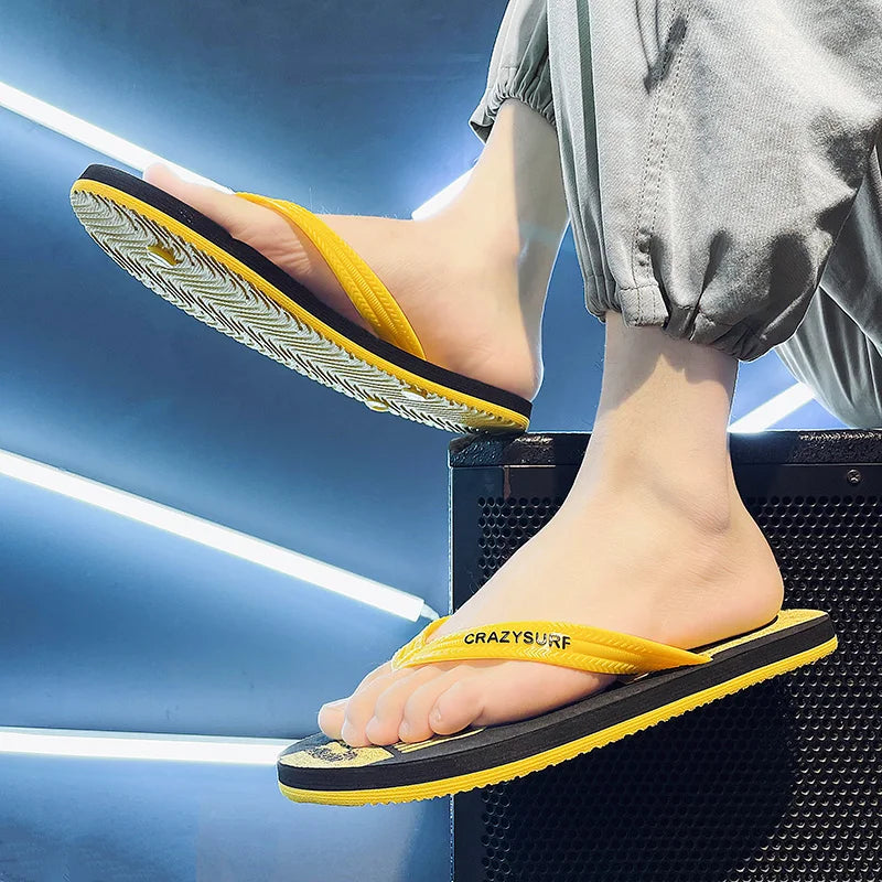 Outdoor Men Beach Flip Flops Sandals Summer Seaside Male Travel Water Slippers Yellow Orange Adult Sandals Slides