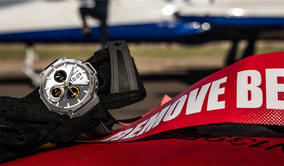 2025 New Outdoor Military Smart Watch Men GPS Track Waterproof Swim Health Monitor Compass GPS Sport Fitness Smart Watch Bracelet