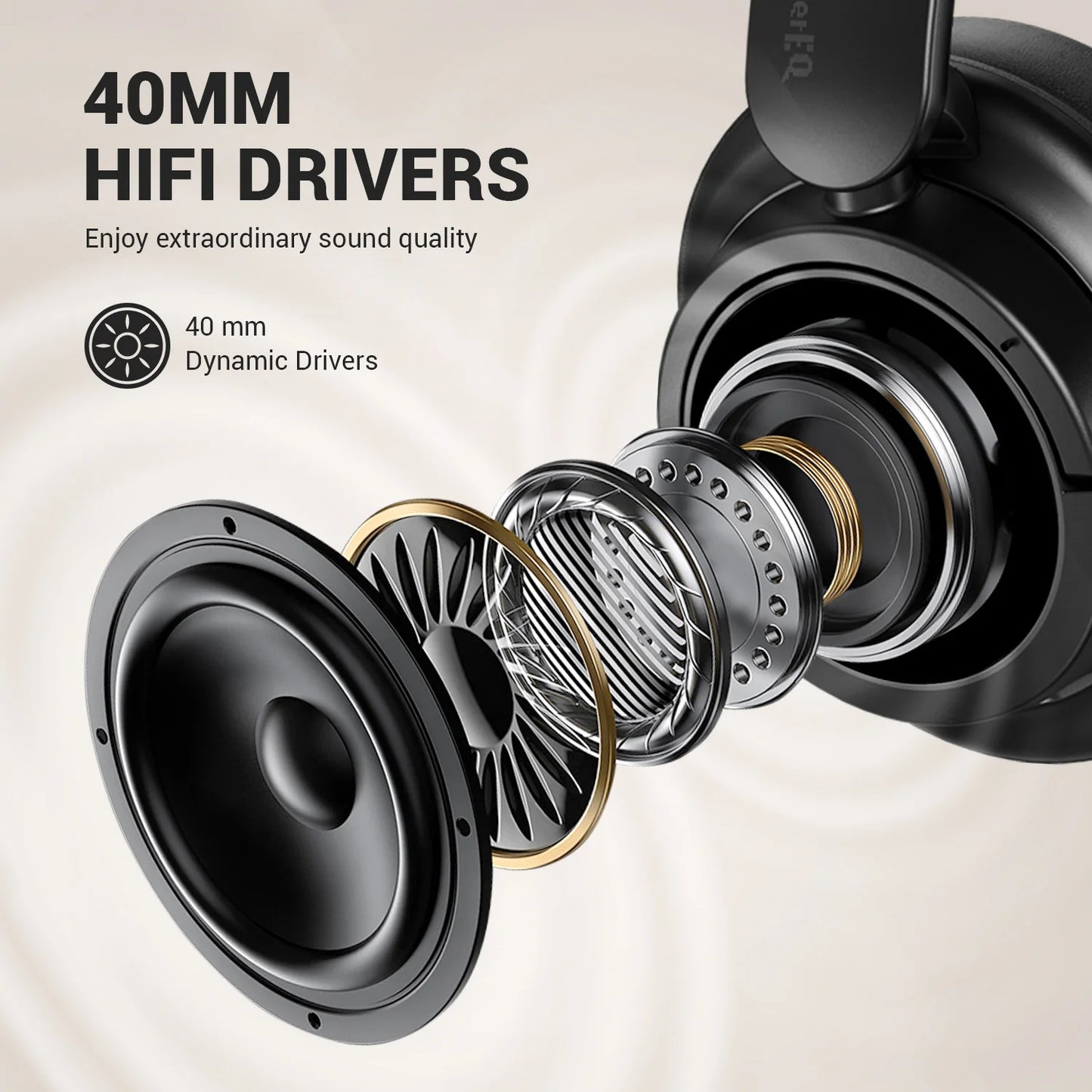 Oneodio SuperEQ V16 Wireless Bluetooth 5.3 Headphones 40mm Driver Headsets 90Hrs Playtime Over-Ear Bluetooth Headset