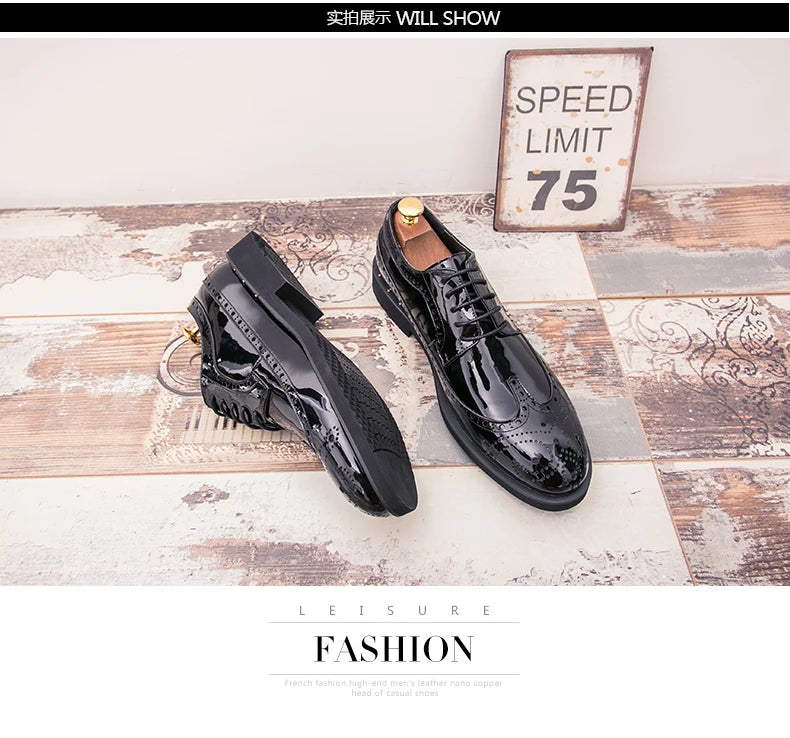 Fashionable Mens Gold Black Shoes New Cool Male Formal Evening Shoes Large Size 38-46 Wedding Dress Shoes for Men