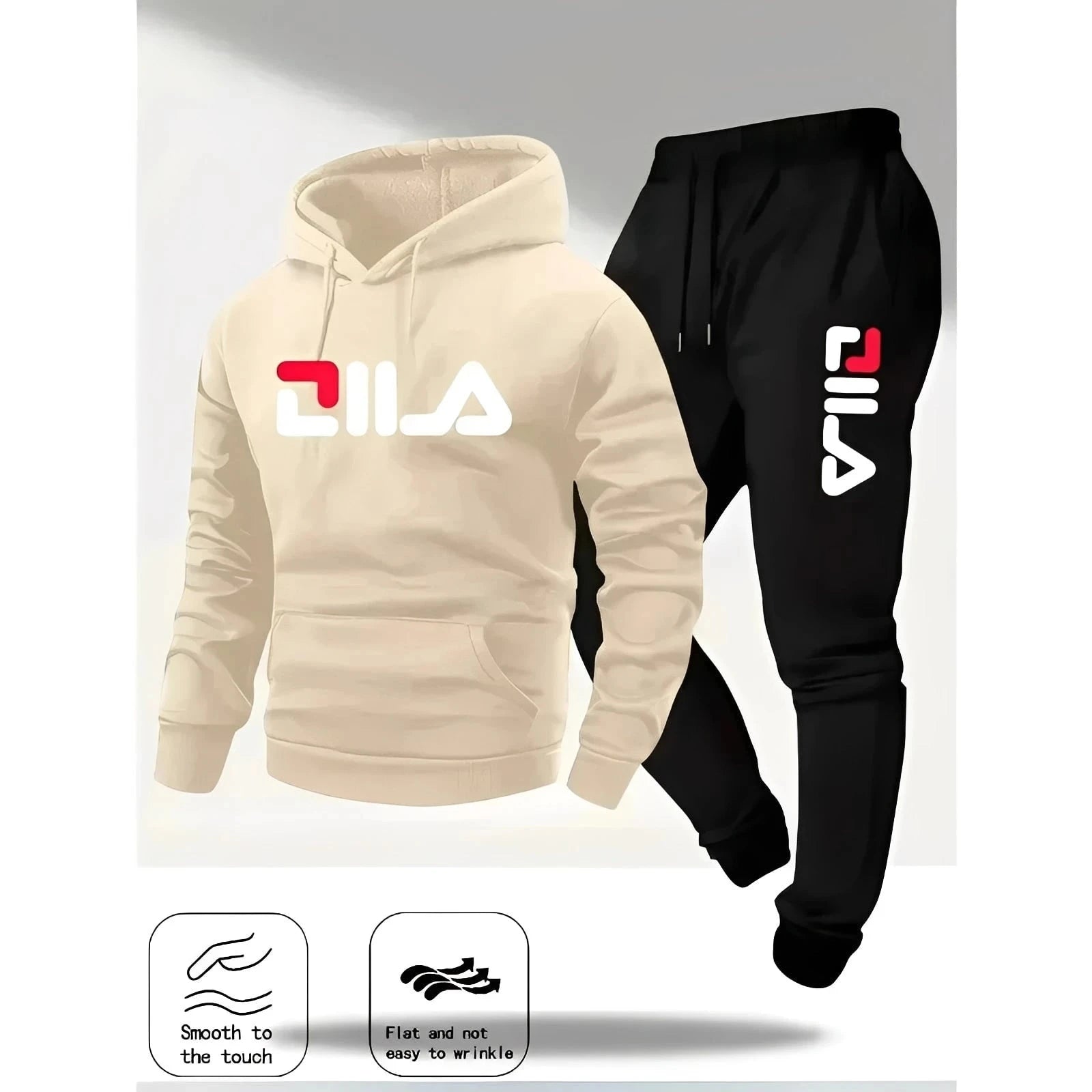 Men’s Casual Hoodie and Sweatpants Tracksuit Set – Comfortable Unisex 2-Piece Jogging Suit for Spring & Autumn