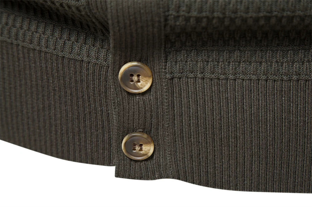 Men's Knitted Cardigan Cotton High Quality Button Mock Neck Sweater for Men's New Winter Designer Cardigans