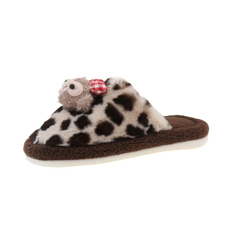 Kids' Slippers House Shoes Cartoon Little Red Mouse Open Toe Winter Shoes Warm Anti-Slip Shoes For Girls Size 36-41