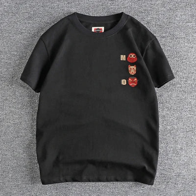 Summer New American Retro Short Sleeve O-neck Face Makeup Printed T-shirt Men's Fashion 100% Cotton Washed Youth Casual Tops