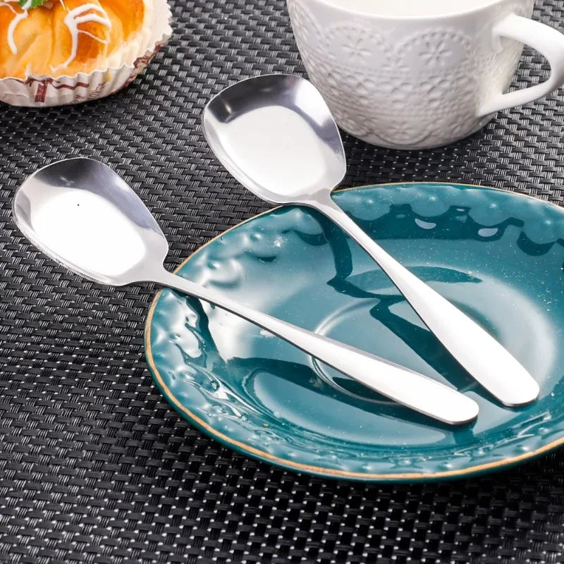 1/2PCS Thicken Long Handle Spoon Stainless Steel Soup Scoop Rice Hot Pot Round Head Spoon Home Kitchen Tableware Cooking Utensil
