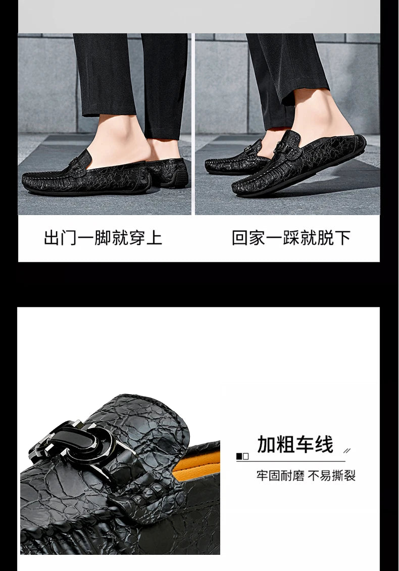 Fashionable Men Business Formal Shoes Slip-on Male Lazy Person Walking Loafers Luxury Brand Adult Leisure Driving Shoes