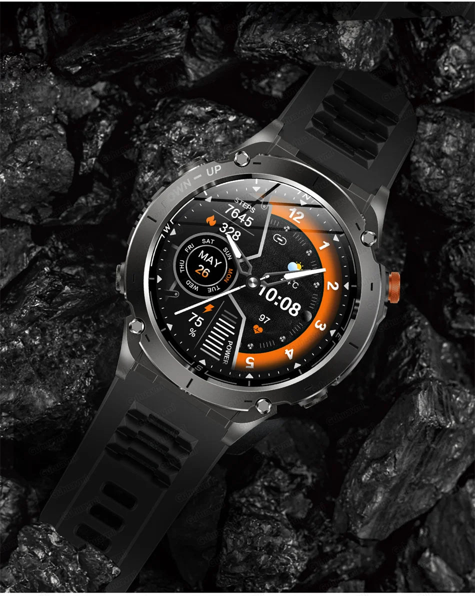 2025 New Rugged Military GPS Smart Watch Built-In GPS Tracker Compass Sports Fitness Tracking Smartwatch - Compatible with HUAWEI & Xiaomi IOS