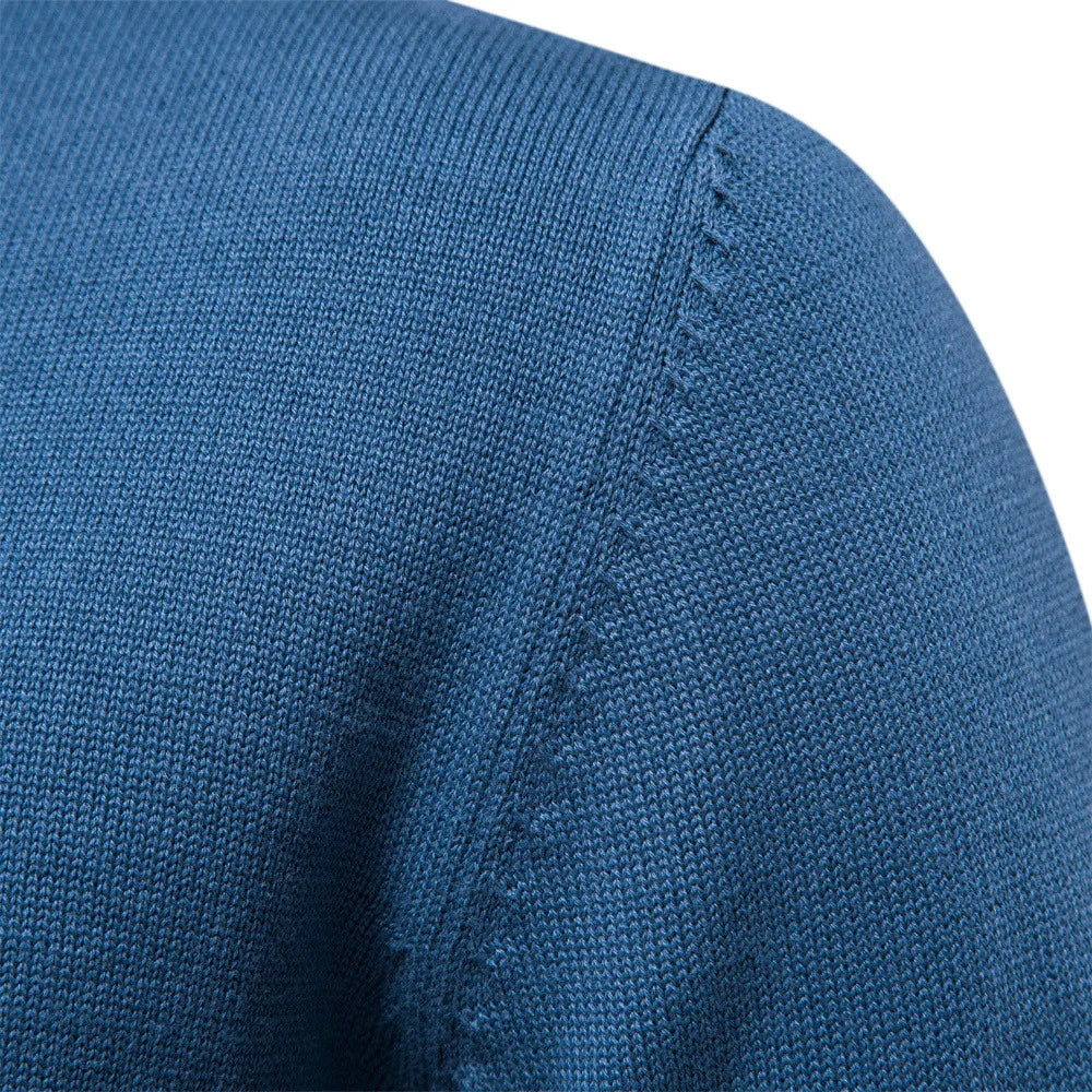 Men's Henley Collar Sweaters 100% Cotton Solid Colour Casual Pullovers Autumn Thin High Quality Sweaters for Men