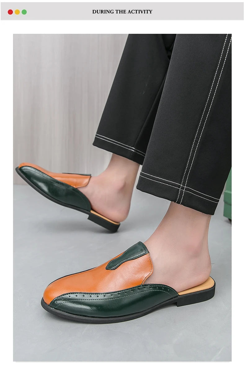 Youth Designer Summer Half Drag Shoes Breathable Men Slip-on Casual Loafers Flat Bottom Walking Slippers