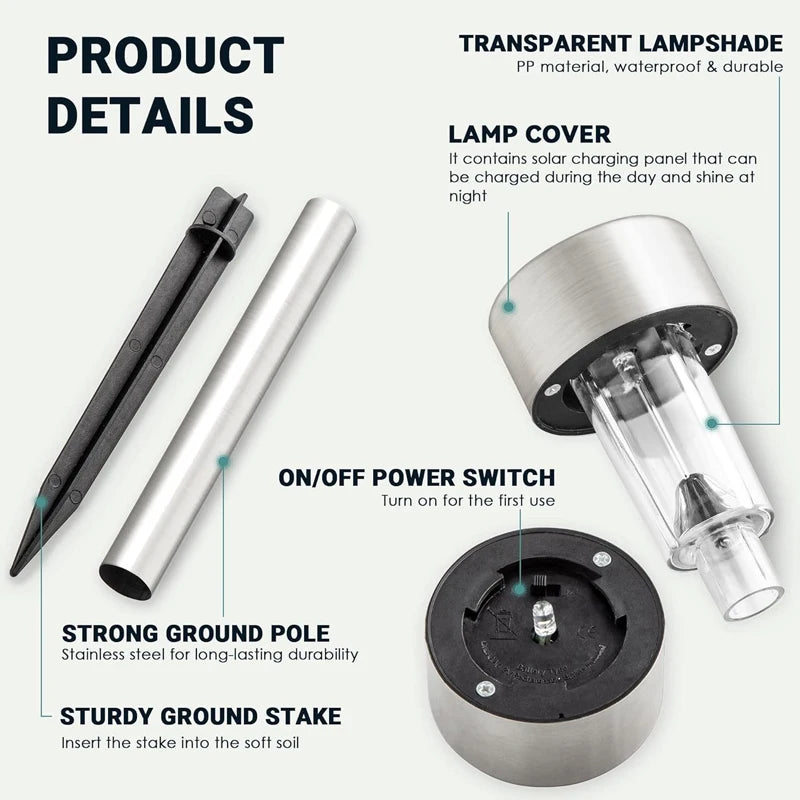 Outdoor Solar Lights Garden Lights Solar Powered Lamp Lantern Waterproof Landscape Lighting Pathway Yard Lawn Garden Decoration