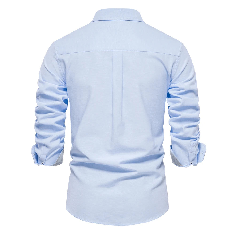 2023 New Autumn Cotton Men's Oxford Shirt Long Sleeve Button Down Social Business Casual Shirts for Men