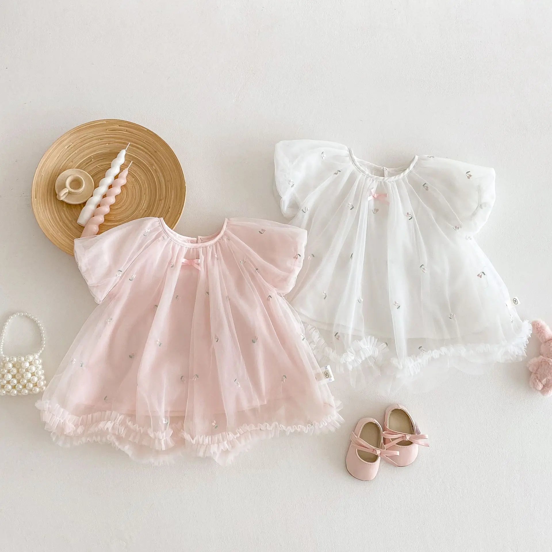 2025 Summer Girls' Clothing Baby Children's Exquisitely Embroidered Tulle Princess Dresses Kids Birthday Dress 0-5Y Girls