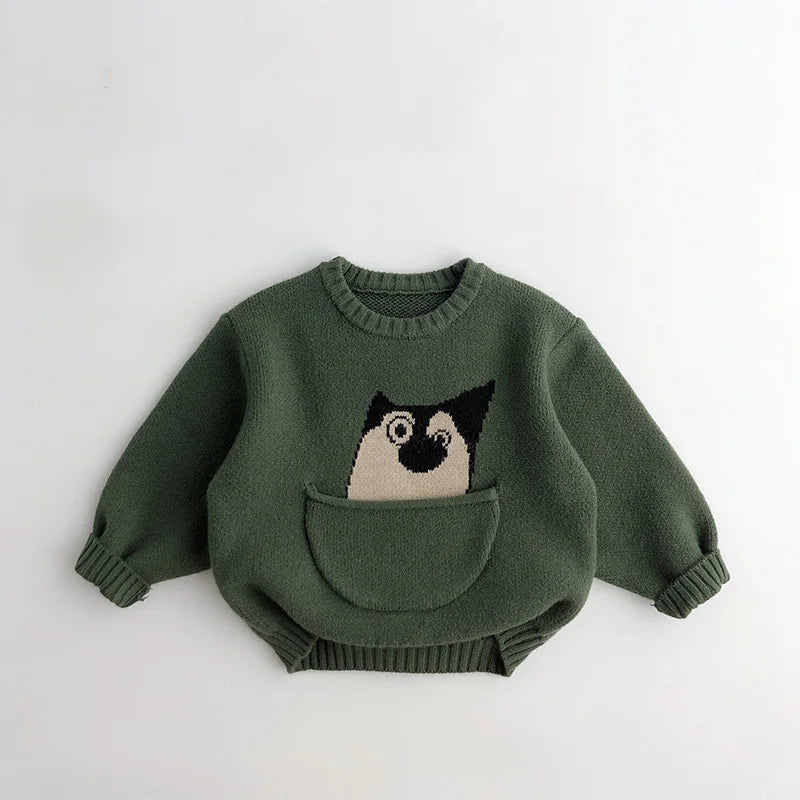 Kids Baby Clothes Sweaters Pullover Cartoon Boys Girls Knitwear Korean Style Children Infant Pullover Outwear 1-6Y Unisex