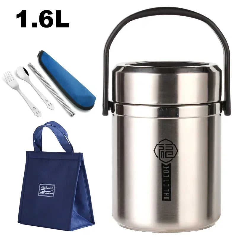 6 uur thermische vacuüm lunchbox 304 roestvrij staal geïsoleerde Worker volwassen voedselcontainer grote picknick student bento box set