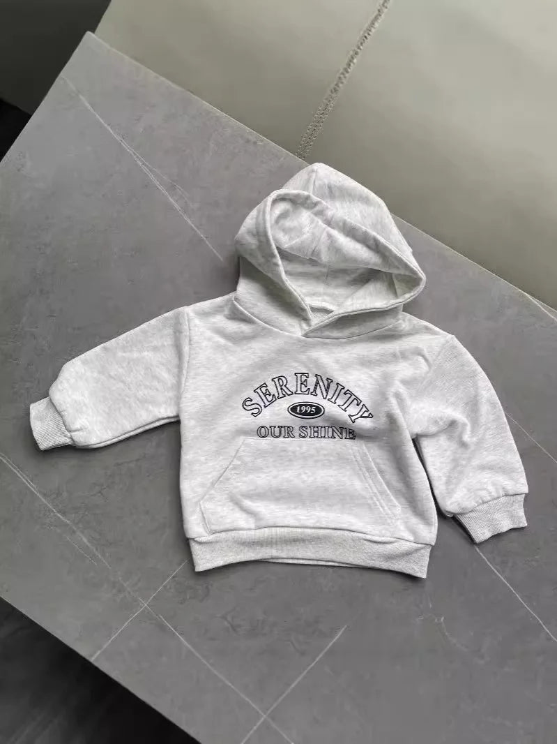 2025 Autumn Winter New Baby Letter Print Hooded Sweatshirt + Sweat Pants 2PCS Suit Boys Girls Casual Sports Set Kids Outfits 1-3Y