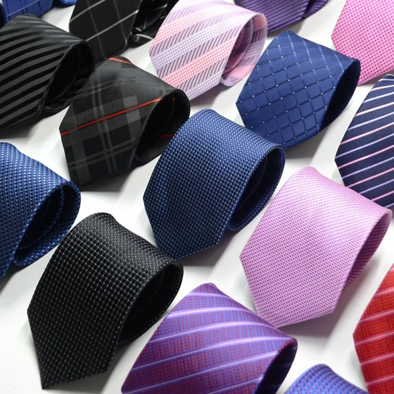 Men's Solid Color Stripe Floral Jacquard Necktie 7-8cm Width Fashionable Daily Wear Cravat for Wedding Party Gift
