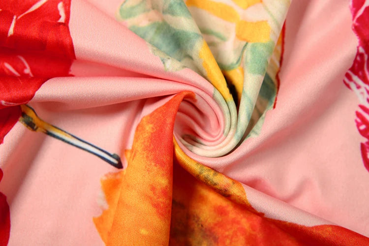 Floral Print 2 Piece Set Women Halter Low-Neck Backless Crop Tops + Skinny Splits Long Skirts Vacation Beach Style Suit