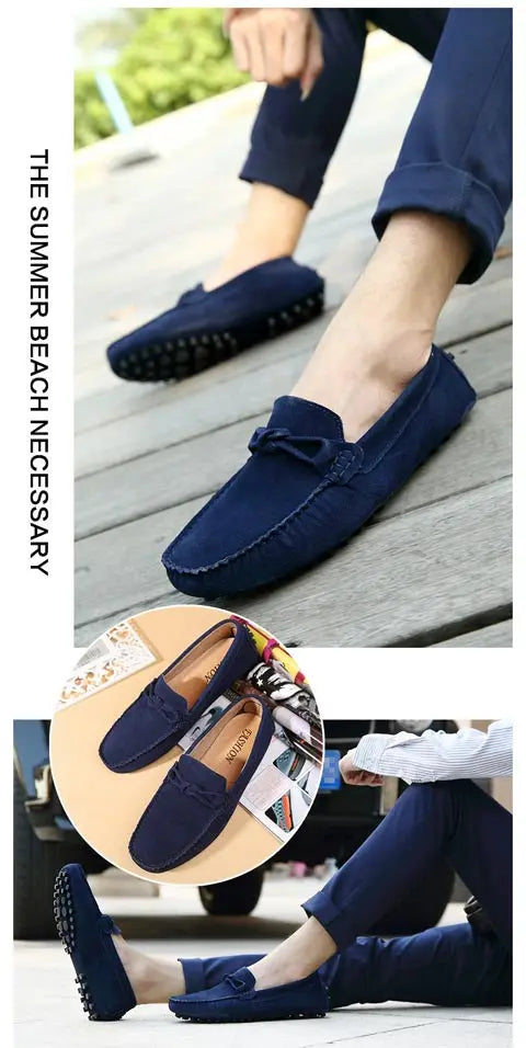 New Trend Youth Driving Loafers Red Male Formal Dress Shoes Suede Leather Lazy People Walking Shoes Good Quality Moccasins Shoes