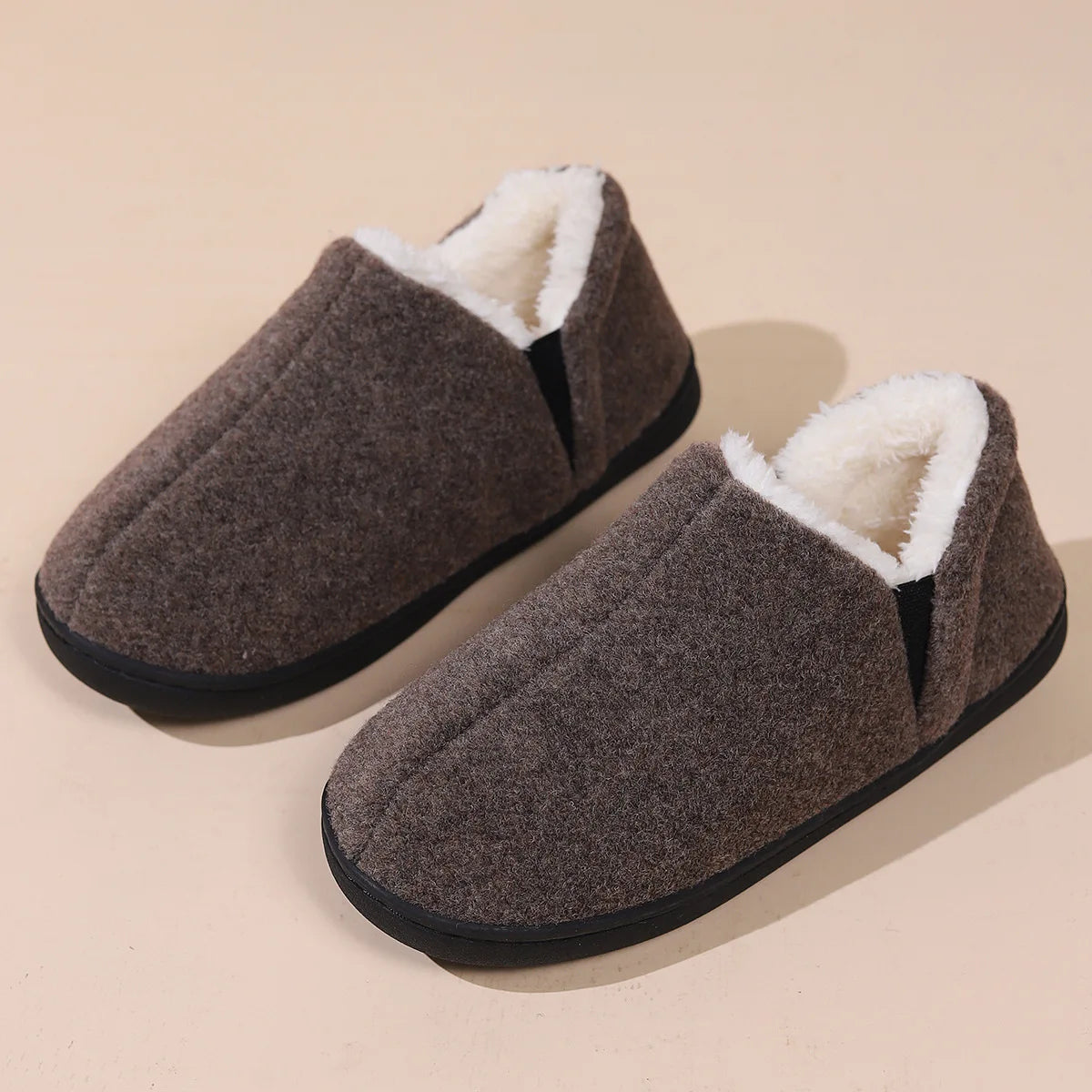 Men's Winter Cotton Slippers Indoor and Outdoor Warm Fuzzy Casual House Shoes With Memory Foam and Anti-Skid Plush Male Shoes