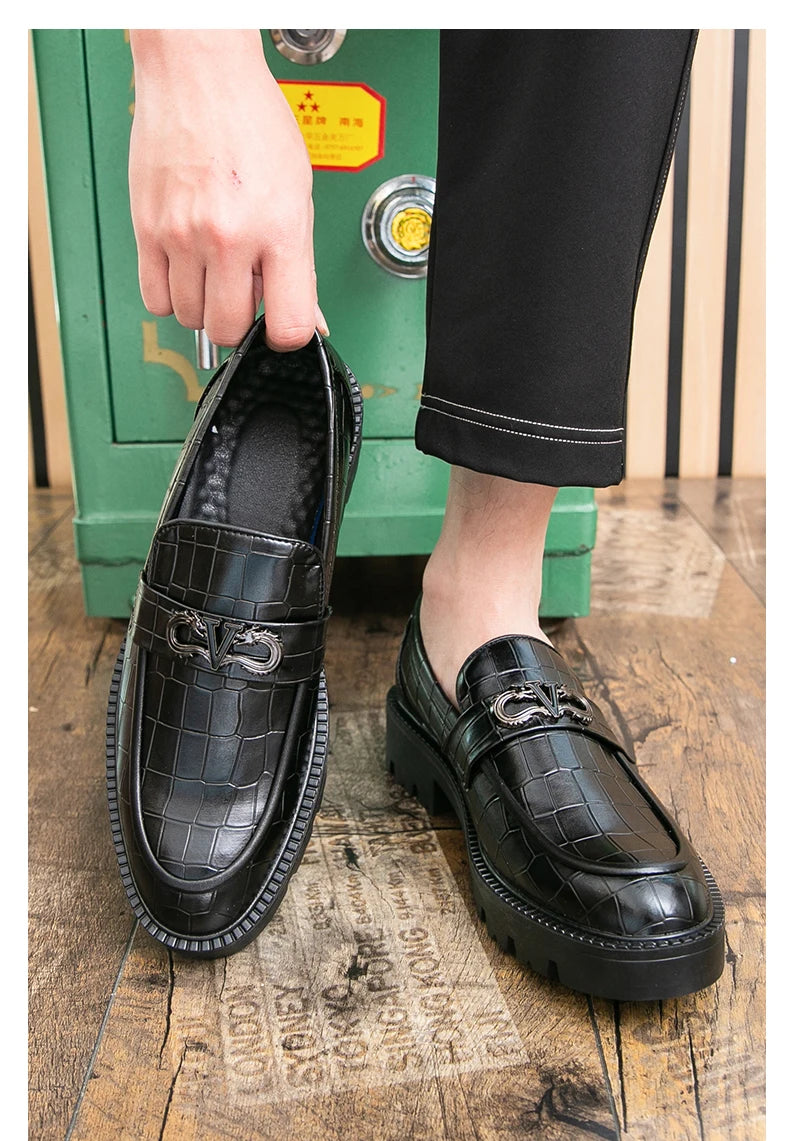 Men Height Increasing Casual Loafers Thick Bottom Male Dress Formal Shoes Slip-on Adult Leisure Loafers