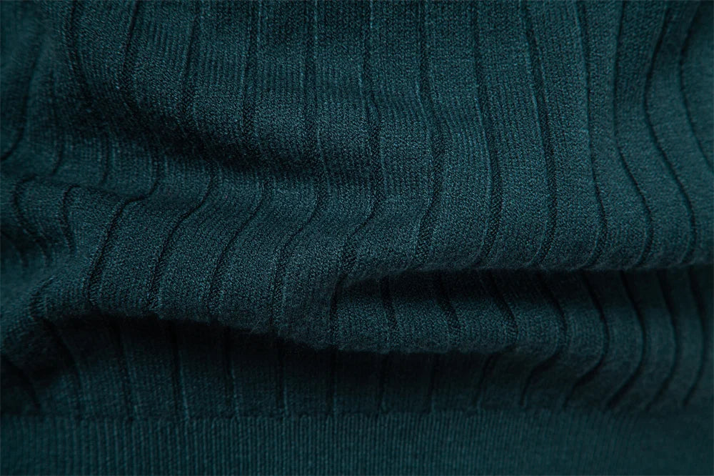 Men's Turtleneck Sweater Solid Colour With Striped Pullover Warm Knitwear Winter Casual High Quality Male Sweater