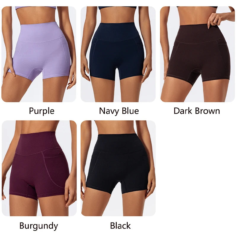 Pockets Workout Gym Legging Women Cycling Shorts Quick-Dry Yoga Clothes Breathable High Waist Sports Shorts Female