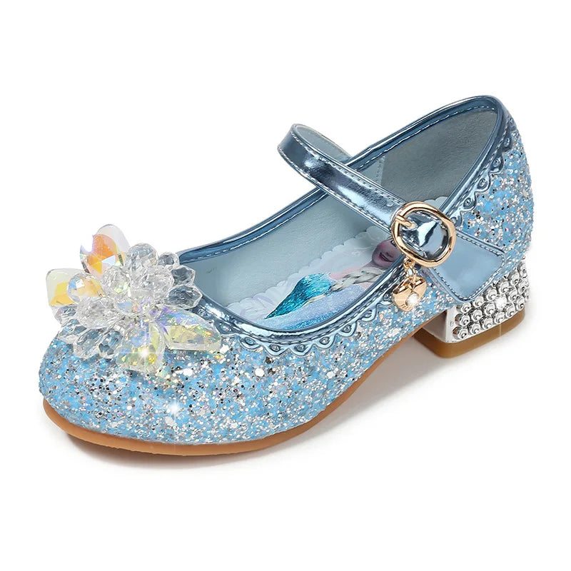 Fashion Elsa Princess Girl Shoes Frozen Cartoon Dress Shoes For Girls Fashion Party Shoes With High Heels Christmas Gifts