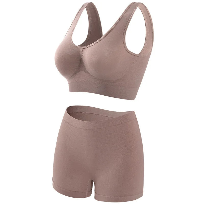 Underwear Women's Small Chest Gathered Without Steel Ring Sports Bra, Large Size Anti Glare Comfortable Beautiful Back Yoga Vest