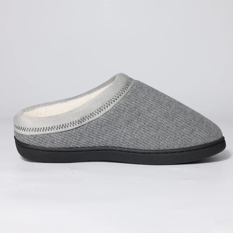 Men's Winter Warm Cotton Shoes Soft Memory Foam Casual Indoor Flat Slides Short Plush Male Fluffy Home Slippers