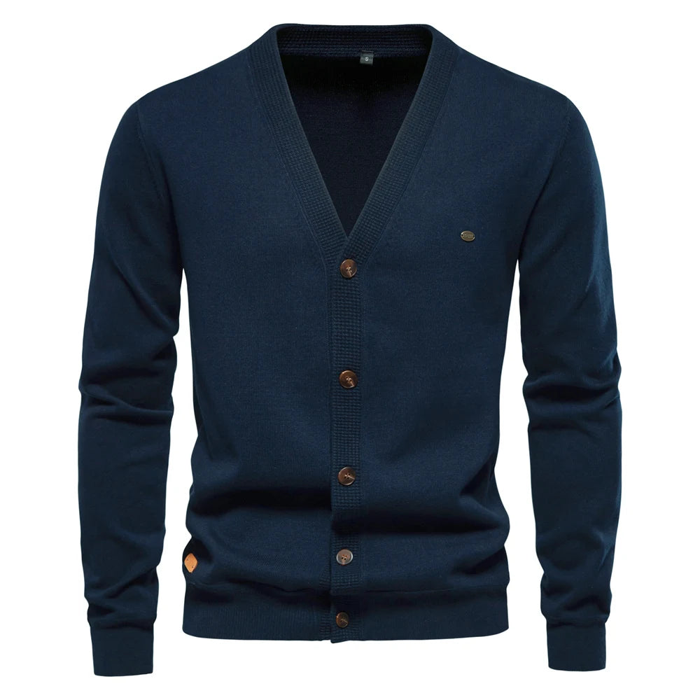 Men's Autumn Cotton Cardigan Sweater Casual Single Breasted Solid Colour High Quality Cotton Sweater For Men