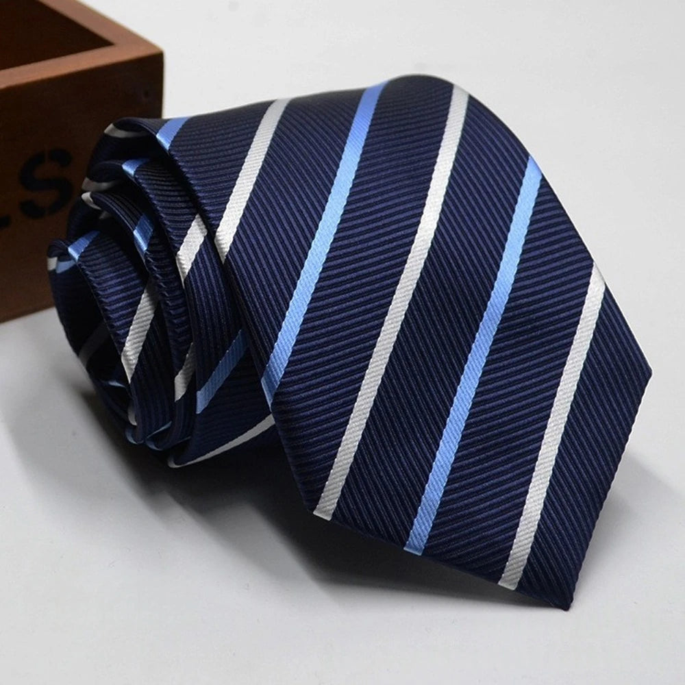 Men's Solid Colour Stripe Floral Jacquard Necktie 7-8cm Width Fashionable Daily Wear Cravat for Wedding Party Gift