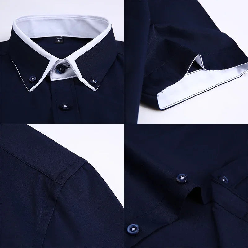 Summer Business Shirt Men Short Sleeves Button Up Shirt Turn-down Collar Casual Shirts Men's Clothing Plus Size 5XL
