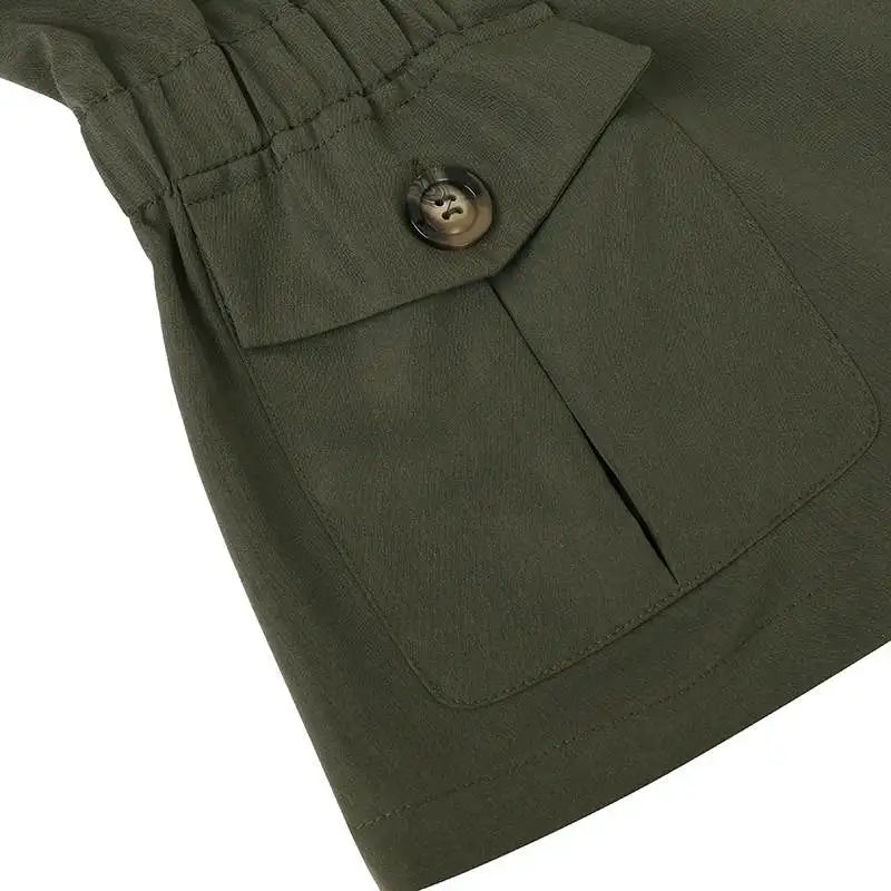 Autumn Fashion Work Over Shirts Woman Long Sleeve Stand Collar Cargo Shirts Casual Streetwear Camacas Vintage Outwear