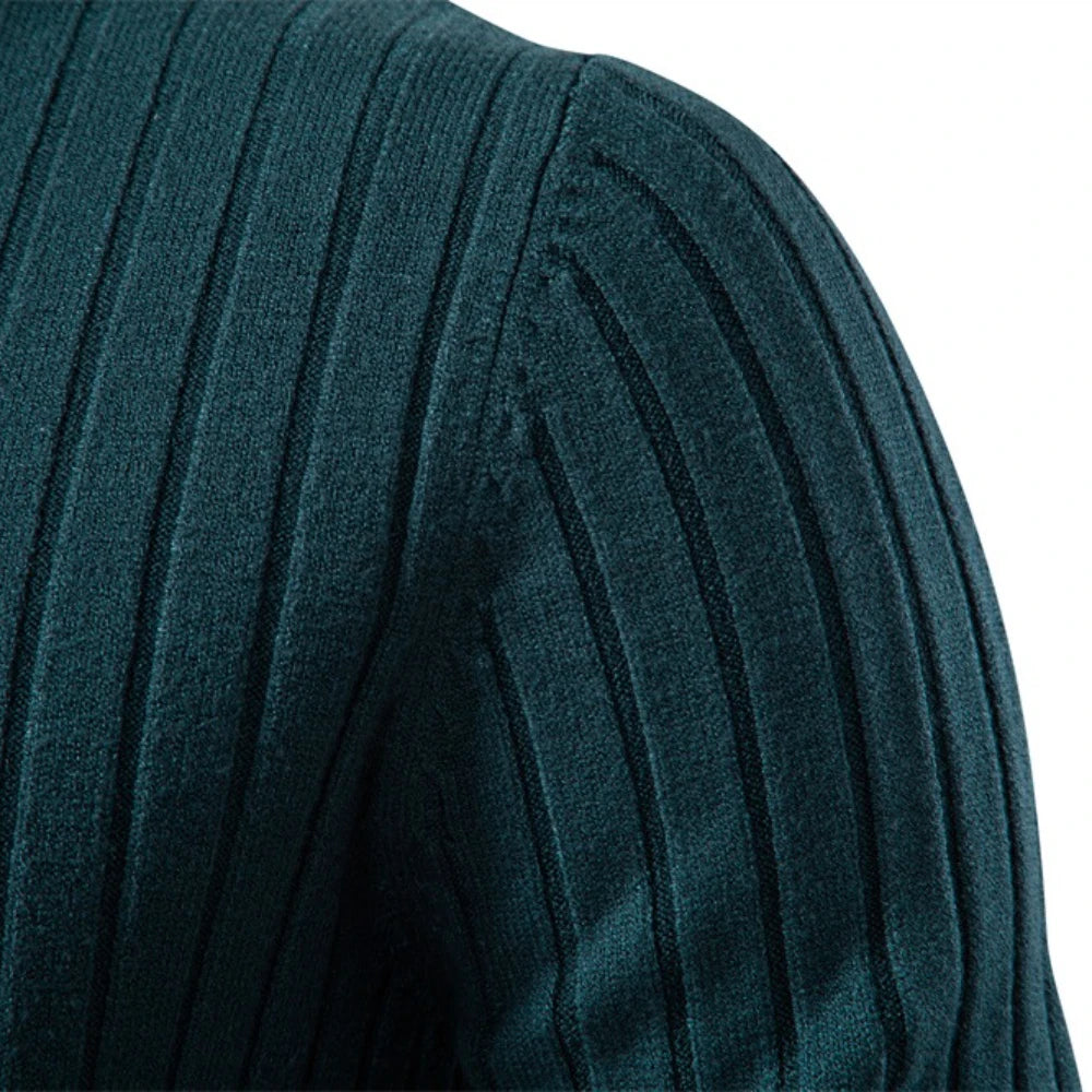 Men's Turtleneck Sweater Solid Colour With Striped Pullover Warm Knitwear Winter Casual High Quality Male Sweater