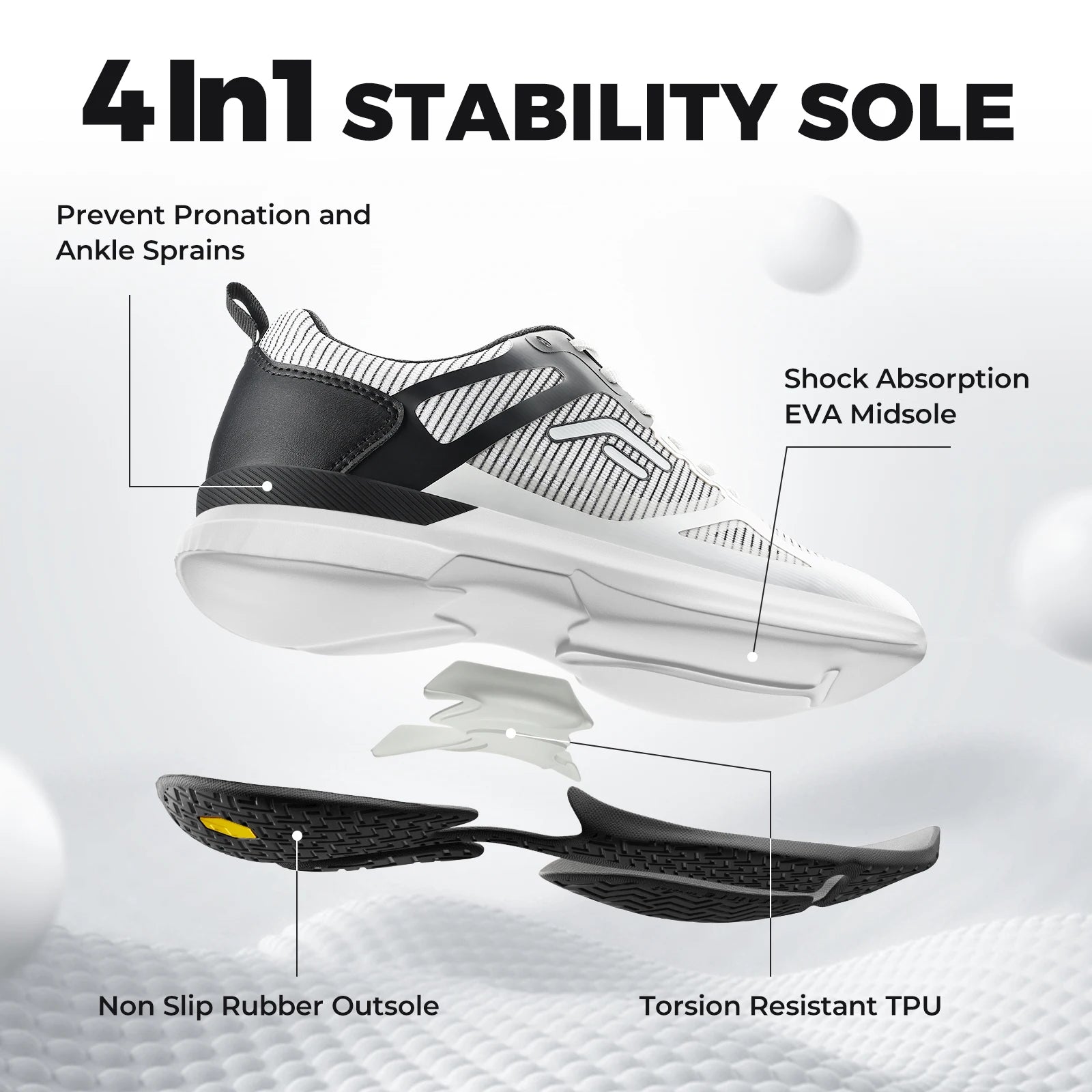 Men's Wide Pickleball And Full Court Tennis Sneakers with Arch Support - Lightweight Non-Slip Sports Shoe