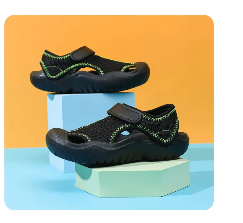 Ademende sportsandalen voor kinderen, jongens en meisjes, zomer, zachte zool, antislip, strandschoenen, gesloten neus, peuter, lichtgewicht, casual sandalen