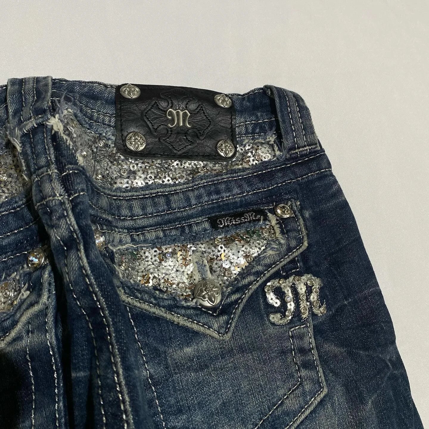 Women's Gothic Jeans Y2K Clothes Harajuku Hip Hop Pocket Embroidery Vintage Dark Blue Baggy Jeans High Waist Slim Flared Trousers