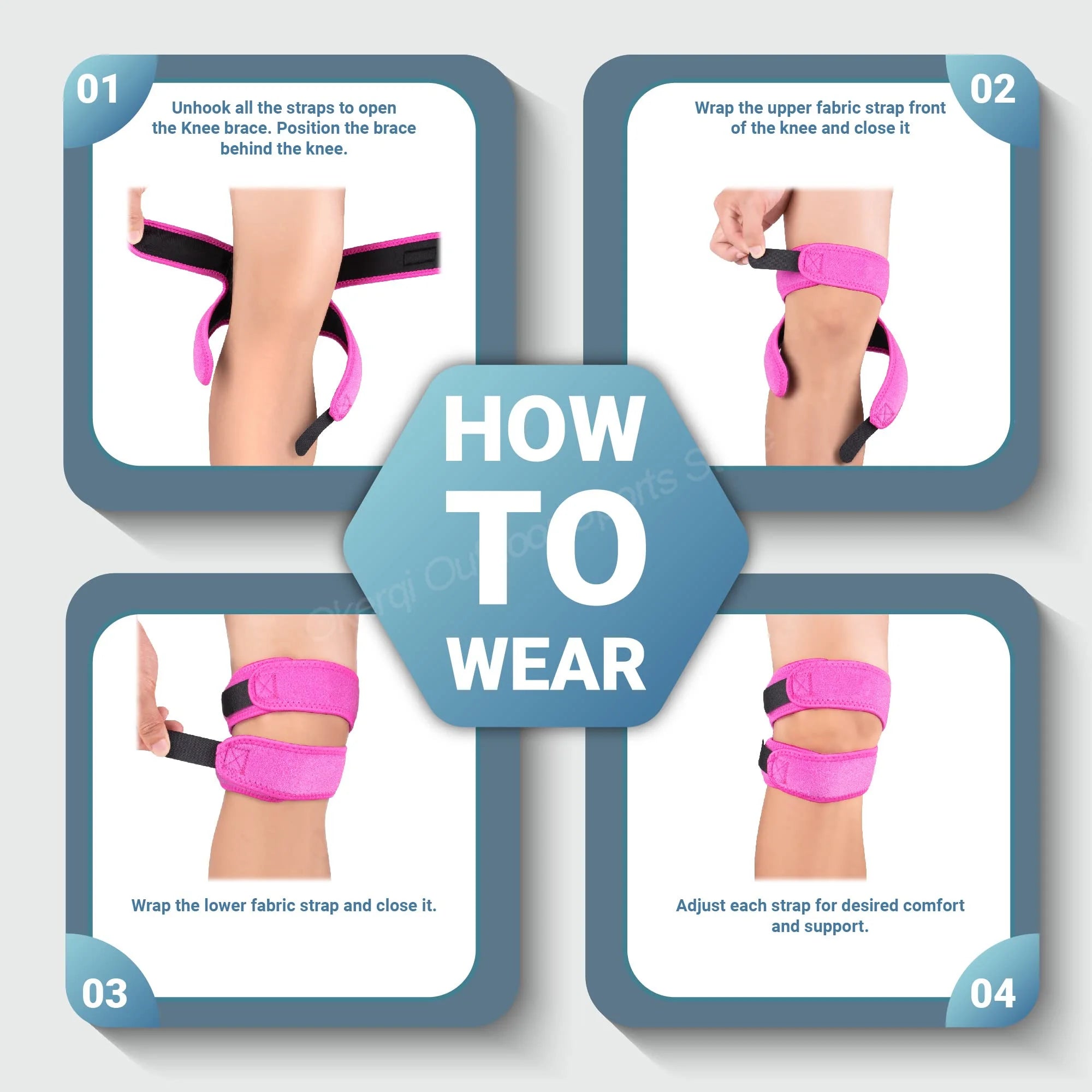 1PC EVA Patella Knee Strap, X-Pressurized Knee Support With Double Patellar Kneepad For Tendon Support Suitable For Gym