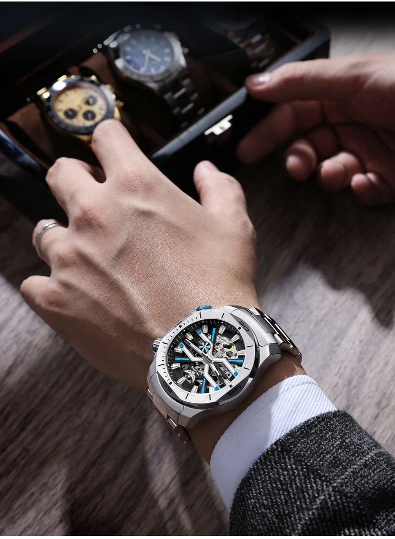 Yelang Men Dress Watch 44mm Vintage Dial Retro Business Luxury Sapphire Japan 8N40 Automatic Mechanical Waterproof 30Bar Reloj